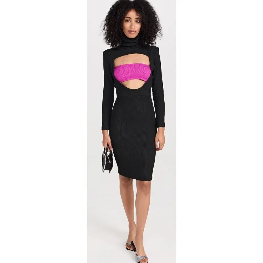 BruceGlen Jet Fonda Bandeau Dress in Black & Fushia NWT Size Small